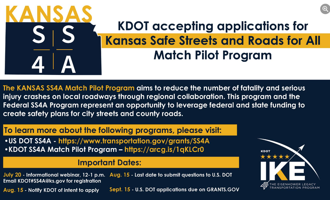 KDOT Supporting Applications for ‘Safe Streets and Roads for All’ Grants