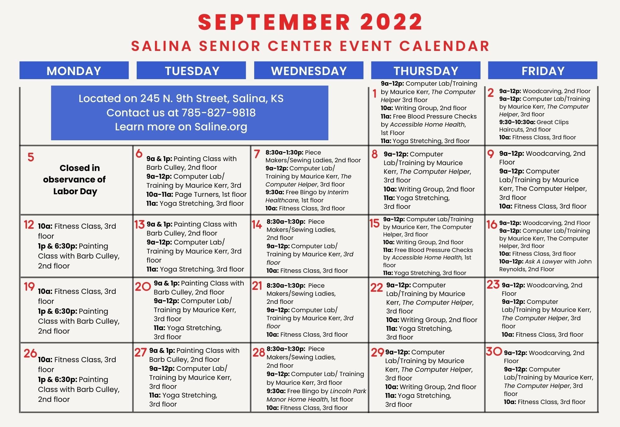 September 2022 Saline County Department of Senior Services News and