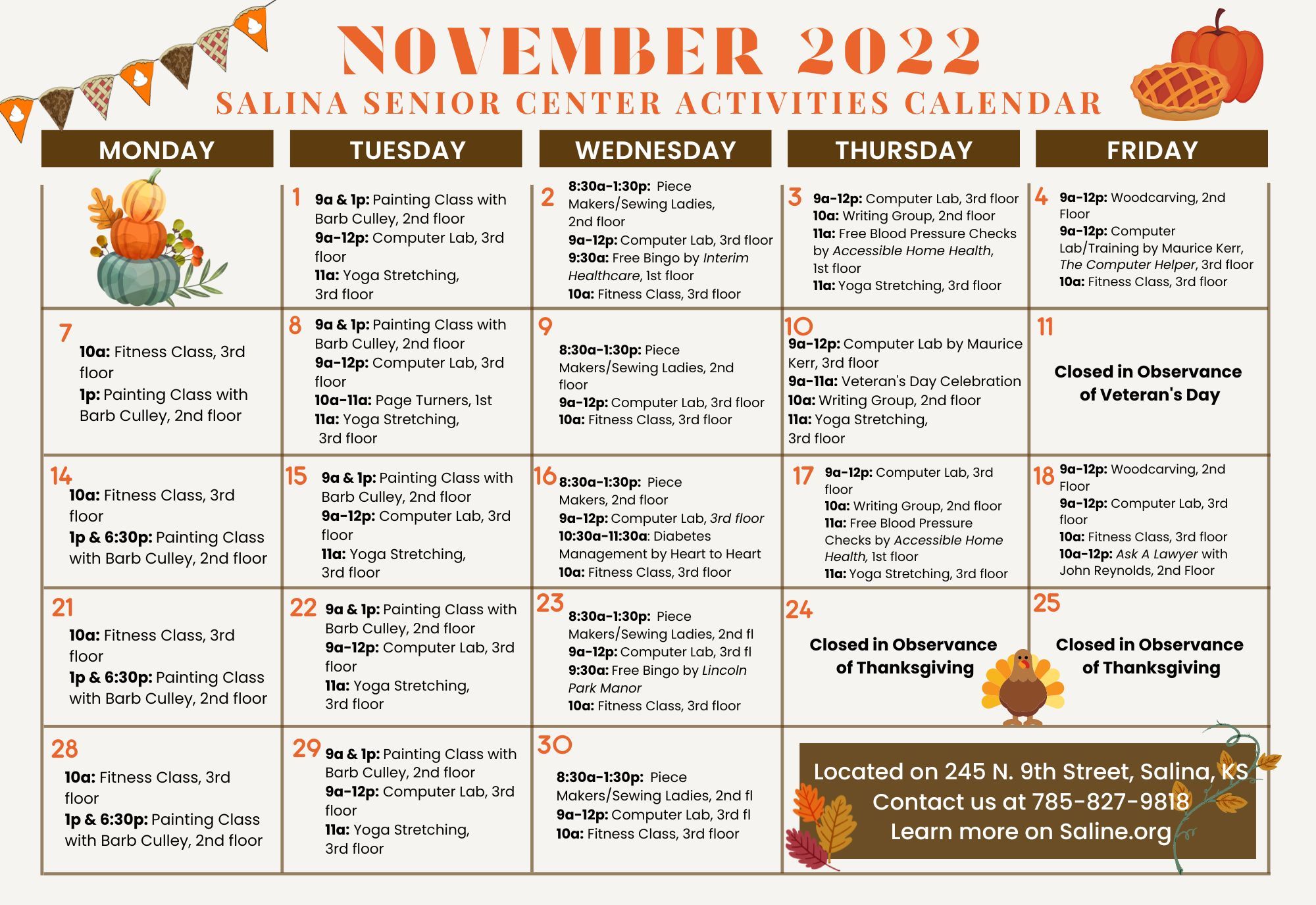 Senior Center November News and Information