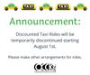 OCCK Discounted Taxi Rides Temporarily Discontinued