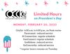 OCCK Transportation will have shortened hours on Presidents’ Day