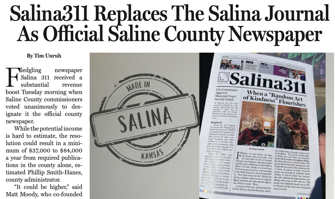 EDITORIAL Replacing The Salina Journal As Official County Newspaper