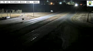 I-70 East Of New Cambria Partially Covered With Snow (6:27 am)