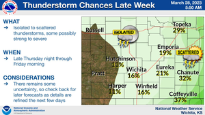 Chance For Thunderstorms Late Week