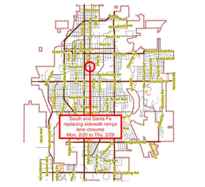 South & Santa Fe Lane Closures