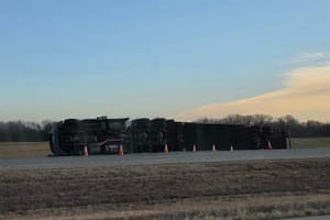 High winds hit Salina with 71 mph gusts, semi tips over on I-70